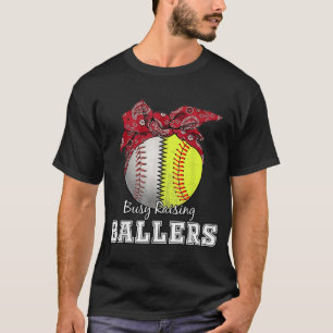 Busy Raising Ballers Softball honkbalmoeder T-shirt