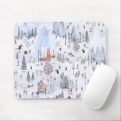 Busy Snowy Mountain Alpine Ski Village Muismat (Met muis)