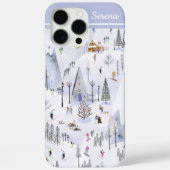 Busy Snowy Mountain Alpine Ski Village Naam toevoe Case-Mate iPhone Case (Achterkant)