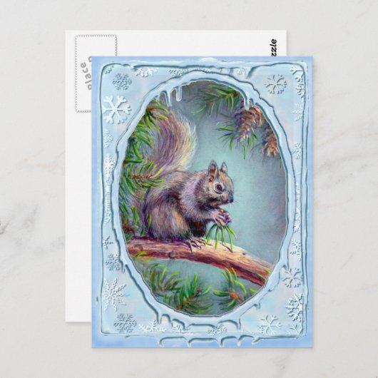 BUSY SQUIRREL & ICICLES DOOR SHARON SHARPE BRIEFKAART (Voorkant / Achterkant)