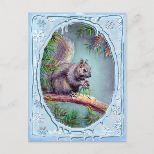 BUSY SQUIRREL & ICICLES DOOR SHARON SHARPE BRIEFKAART (Voorkant)