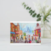 Busy street scene penny farthing tram Gordon Bruce Briefkaart (Staand voorkant)