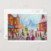 Busy street scene penny farthing tram Gordon Bruce Briefkaart (Voorkant / Achterkant)