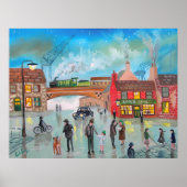 Busy street scene trein Gordon Bruce art Poster (Voorkant)