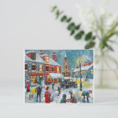 Busy street scène wintersneeuw Gordon Bruce art Briefkaart (Staand voorkant)
