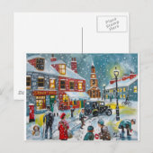 Busy street scène wintersneeuw Gordon Bruce art Briefkaart (Voorkant / Achterkant)