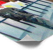 Busy street scene wintertrein oil schilder art. poster (Hoek)