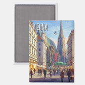 Busy Street Stephansplatz Wenen Oostenrijk Reizen Magneet (Voorkant / Achterkant)