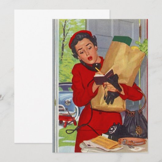 Busy Suburban Lady Burbs Blank Uitnodiging (Voorkant / Achterkant)