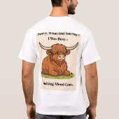 “Busy Thinking About Cows – Highland Cow Cartoon T-shirt (Achterkant)