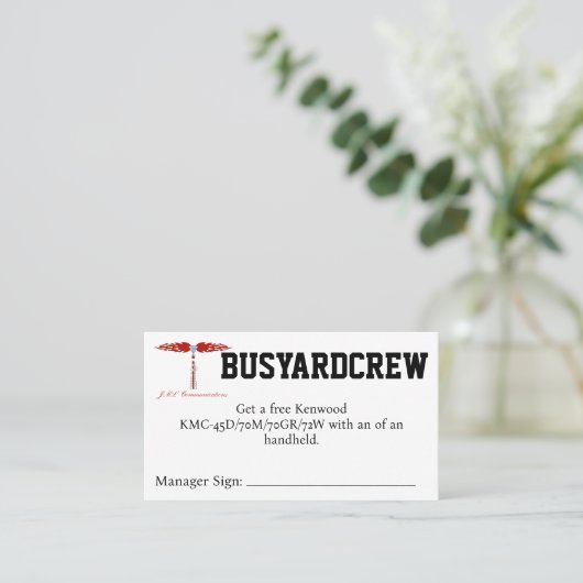 BUSYARDCREW Coupon Visitekaartje (Staand voorkant)