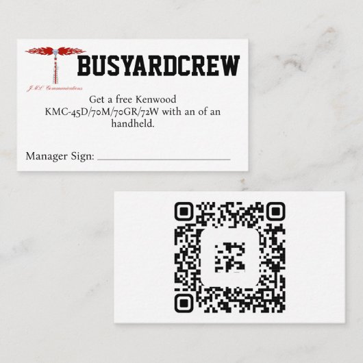 BUSYARDCREW Coupon Visitekaartje (Voorkant / Achterkant)