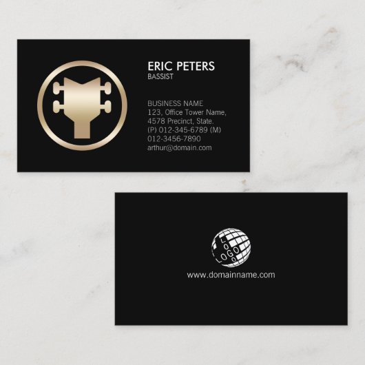 But Bass Player Guitar Headstock Icon Business Visitekaartje (Voorkant / Achterkant)