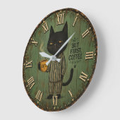 But First Coffee Black Cat Grote Klok (Hoek)