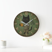 But First Coffee Black Cat Grote Klok (Huis)