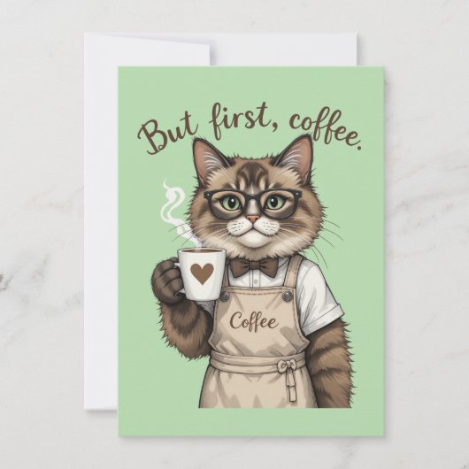 But First, Coffee Cat Bedankkaart (Voorkant)
