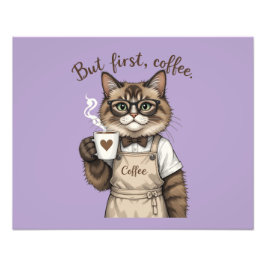 But First, Coffee Cat Foto Afdruk