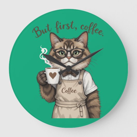 But First, Coffee Cat Grote Klok (Voorkant)