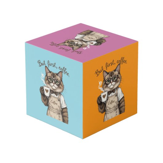 But First, Coffee Cat Kubus (Achter hoekig)