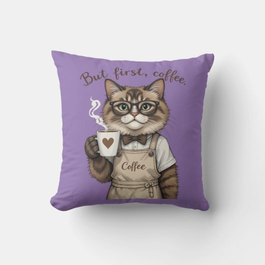 But First, Coffee Cat Kussen (Voorkant)