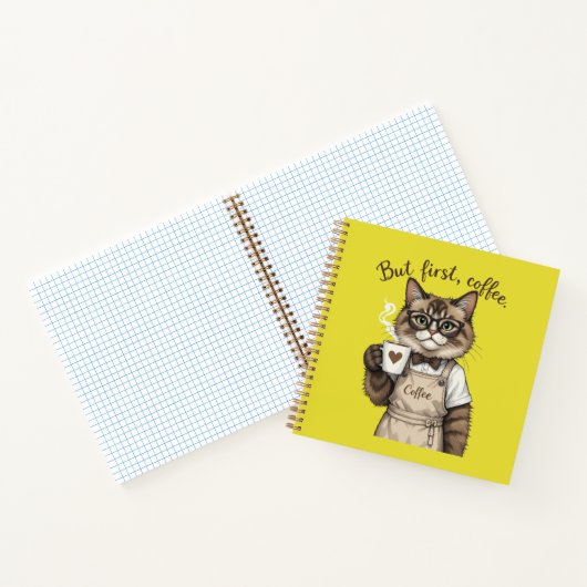 But First, Coffee Cat Notitieboek (Binnen)