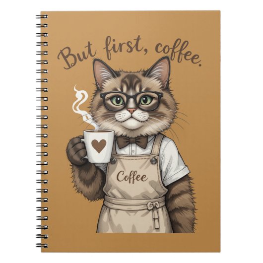 But First, Coffee Cat Notitieboek (Voorkant)
