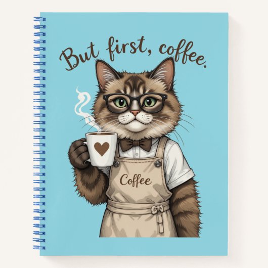 But First, Coffee Cat Notitieboek (Voorkant)