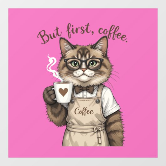 But First, Coffee Cat Raamsticker (Vel)