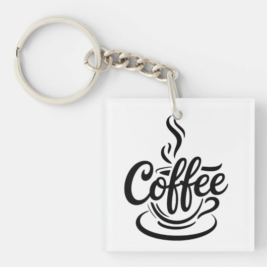 But First Coffee | Chic Modern Script Typography D Sleutelhanger (voorkant)