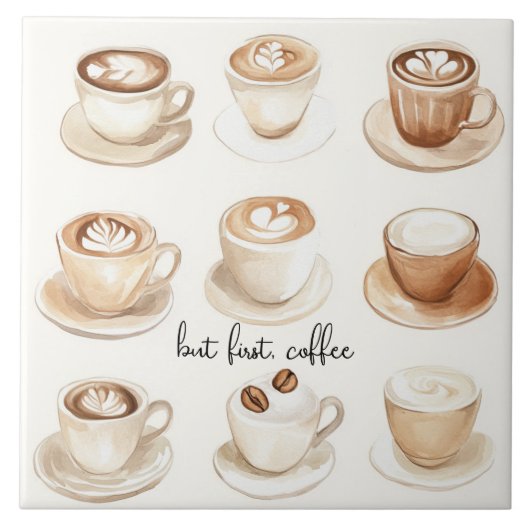 But First, Coffee Cups Tegeltje (Voorkant)