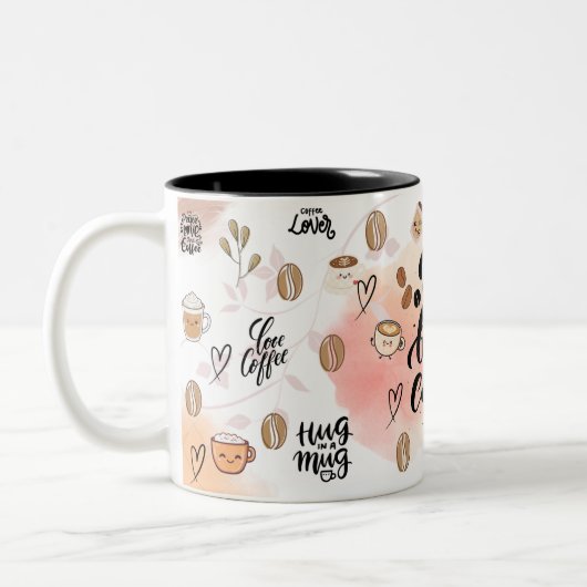 But First, Coffee – Cute Aesthetic Coffee Mug  Tweekleurige Koffiemok (Links)