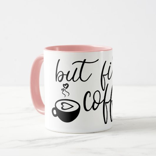 But First Coffee Cute Coffee Mug Funny Ceramic Mug Mok (Voorkant links)