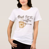 But First Coffee Nap Funny Beige Brown Tri-Blend Shirt (Voorkant)