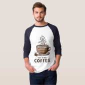 But First Coffee Striped Cup Line Art Design T-shirt (Voorkant volledig)
