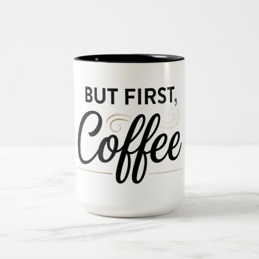 But First Coffee Two-Tone Mug 15oz Tweekleurige Koffiemok (Center)