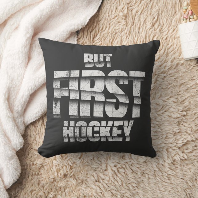 But First Hockey – Funny Hockey Lover Quote Design Kussen (Deken)