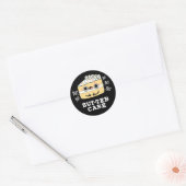 But-ter Cake Grappige Botter Pun Donker BG Ronde Sticker (Envelop)