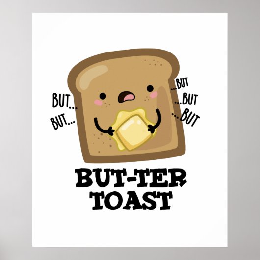 But-ter Toast Grappige Brood Pun Donker BG Poster (Voorkant)