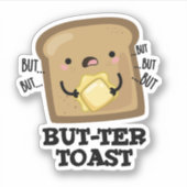 But-ter Toast Grappige Brood Pun Donker BG Sticker (Voorkant)
