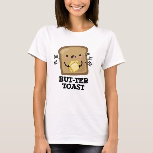 But-ter Toast Grappige Brood Pun Donker BG T-shirt (Voorkant)