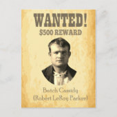 Butch Cassidy Gezocht 🚨 Wild West Outlaw Poster Briefkaart (Voorkant)