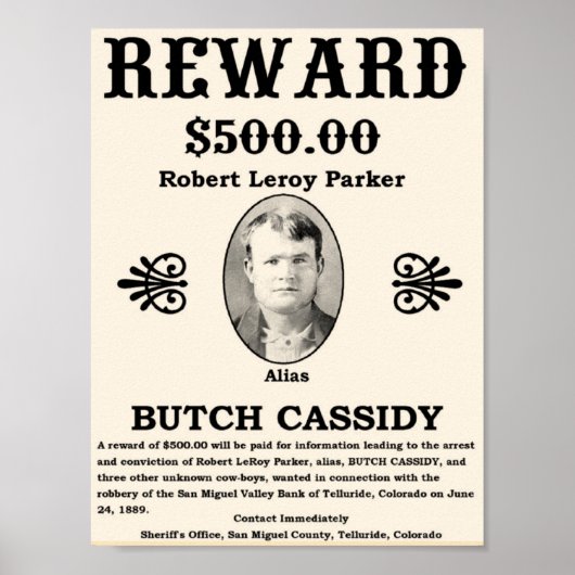 Butch Cassidy Poster (Voorkant)