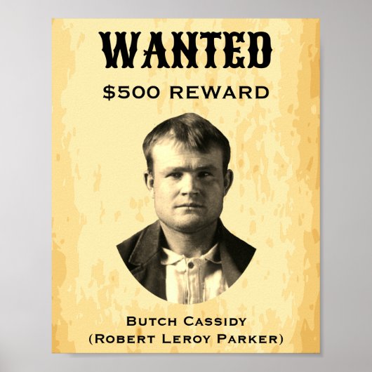  Butch Cassidy Wanted Poster USA Western (Voorkant)