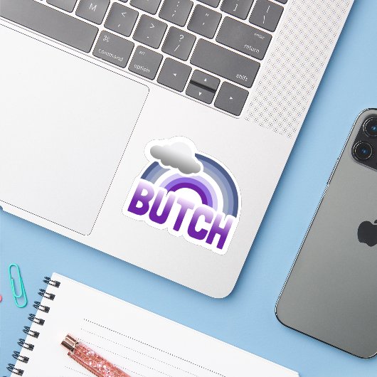 Butch Lesbische Pride Sticker (Laptop met iPhone)