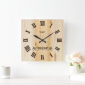 Butcher Block Wood Style Clock | Zazzle Vierkante Klok (Huis)