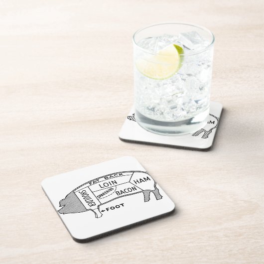 Butcher Chart Pig Bier Onderzetter (Rechterzijde)