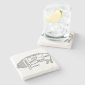 Butcher Chart Pig Stenen Onderzetter (Zijkant)