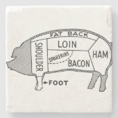 Butcher Chart Pig Stenen Onderzetter (Voorkant)