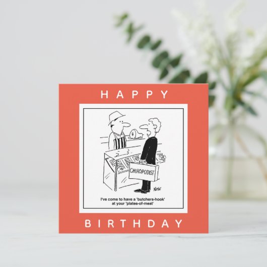 Butcher & Chiropodist Cockney Slang Cartoon Kaart (Staand voorkant)