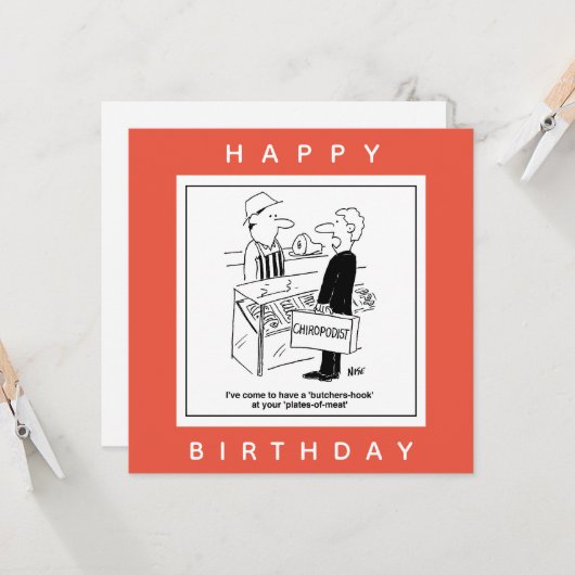 Butcher & Chiropodist Cockney Slang Cartoon Kaart (Voorkant / Achterkant in situ)